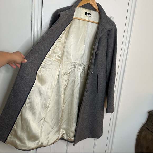 J CREW Carlin Gray Wool Coat Mock Neck Single Breasted Old Money Quiet Luxury 10 - Picture 6 of 8